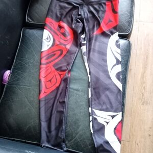 Tribal Print Women's Leggings - Red and Black